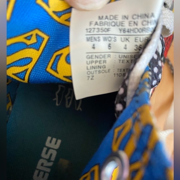 Converse X DC comics Superman double laced high top sneakers women’s 6 - Picture 6 of 8